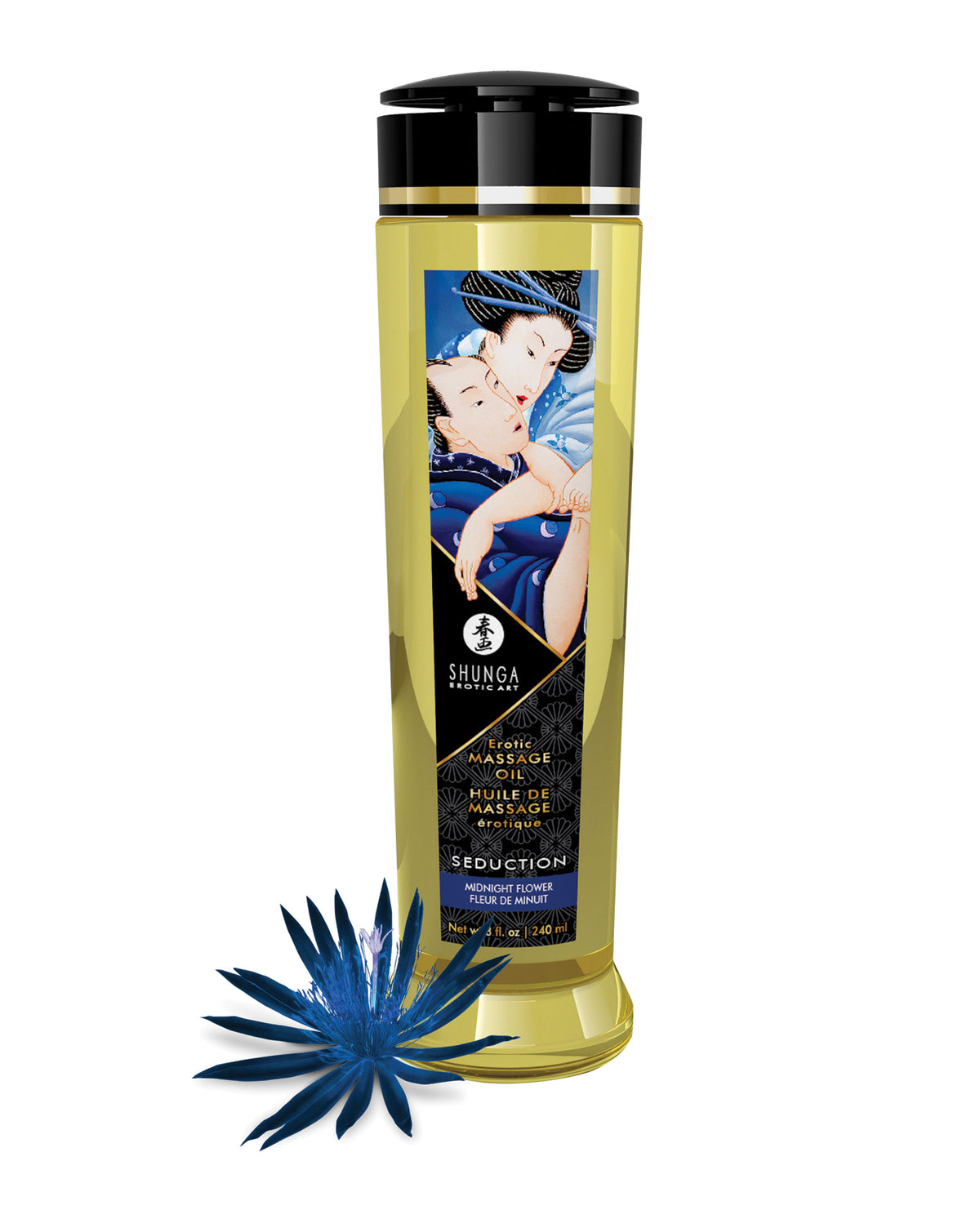 Huile de massage Shunga - 8 oz Fleur de minuit
