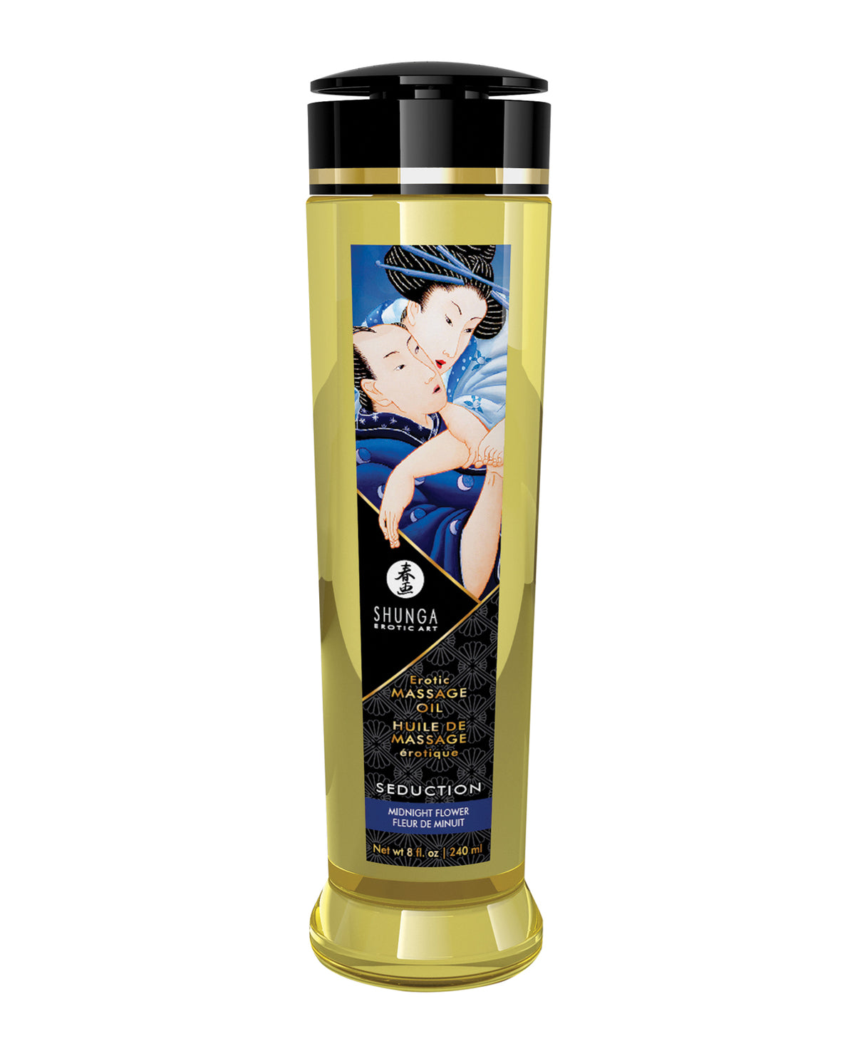 Huile de massage Shunga - 8 oz Fleur de minuit