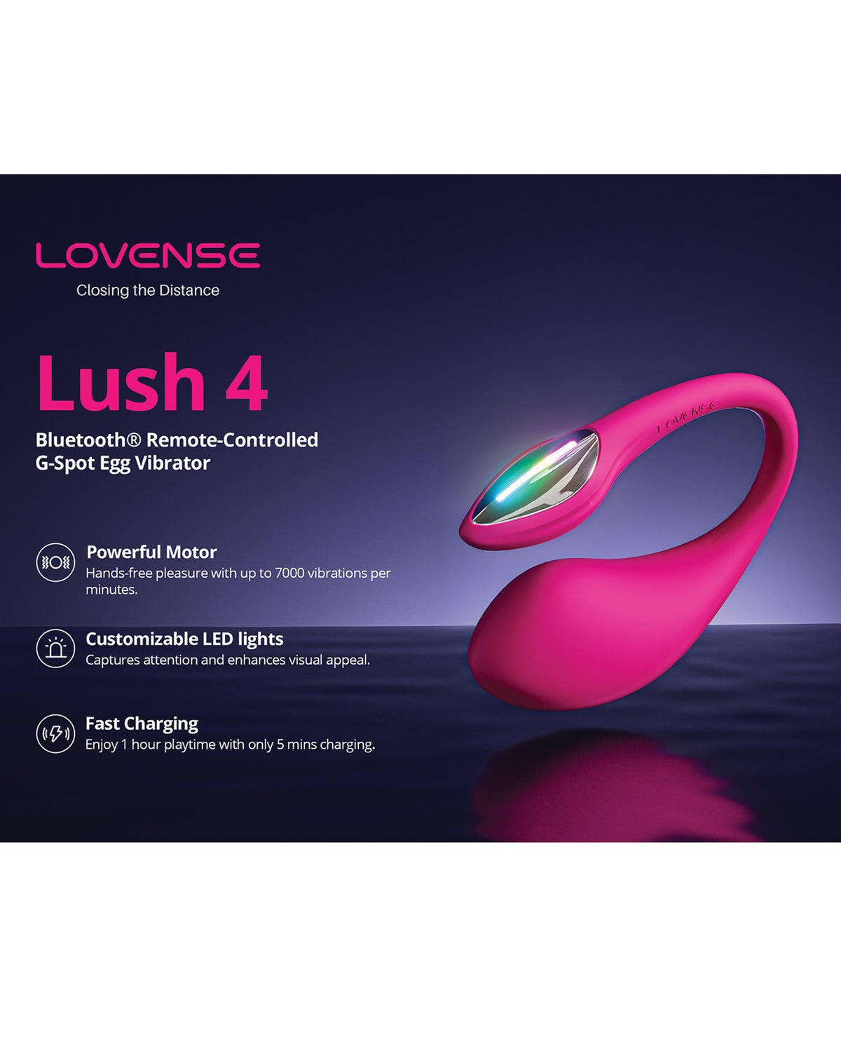 Lovense Lush 4.0 Bluetooth G-Spot Egg Camming Vibrator - Pink
