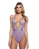 Load image into Gallery viewer, Peony Blossom Embroidered Halter Top Teddy - Lilac LG
