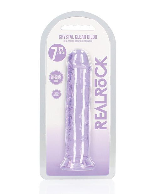 Shots RealRock Crystal Clear 7" Prosty dildo z przyssawką - Fioletowy