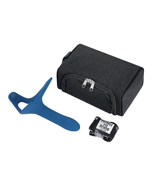 Perfect Fit Zoro 6.5 Inch Strap On With Case Blue Premium Body Contoured One Piece Silicone For Comfortable Thrusting