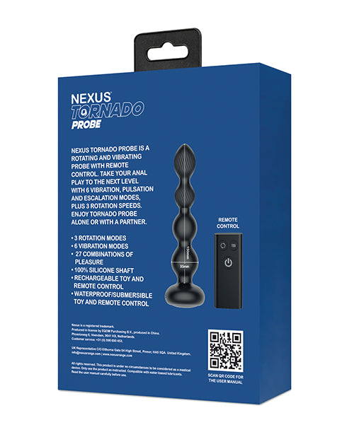 Nexus Tornado Probe Rotating And Vibrating Butt Plug Black