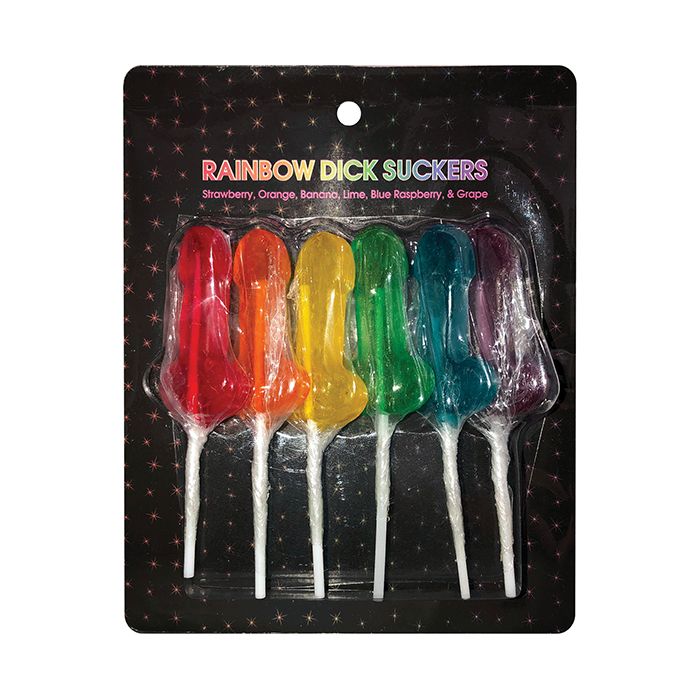 Rainbow Dick Suckers - Asst. Colors/Flavors Pack of 6