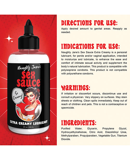 Naughty Janes Sex Sauce Extra Creamy Lubricant 8 Oz Naughty Janes Sex Sauce Extra Creamy Lubricant 8 Oz