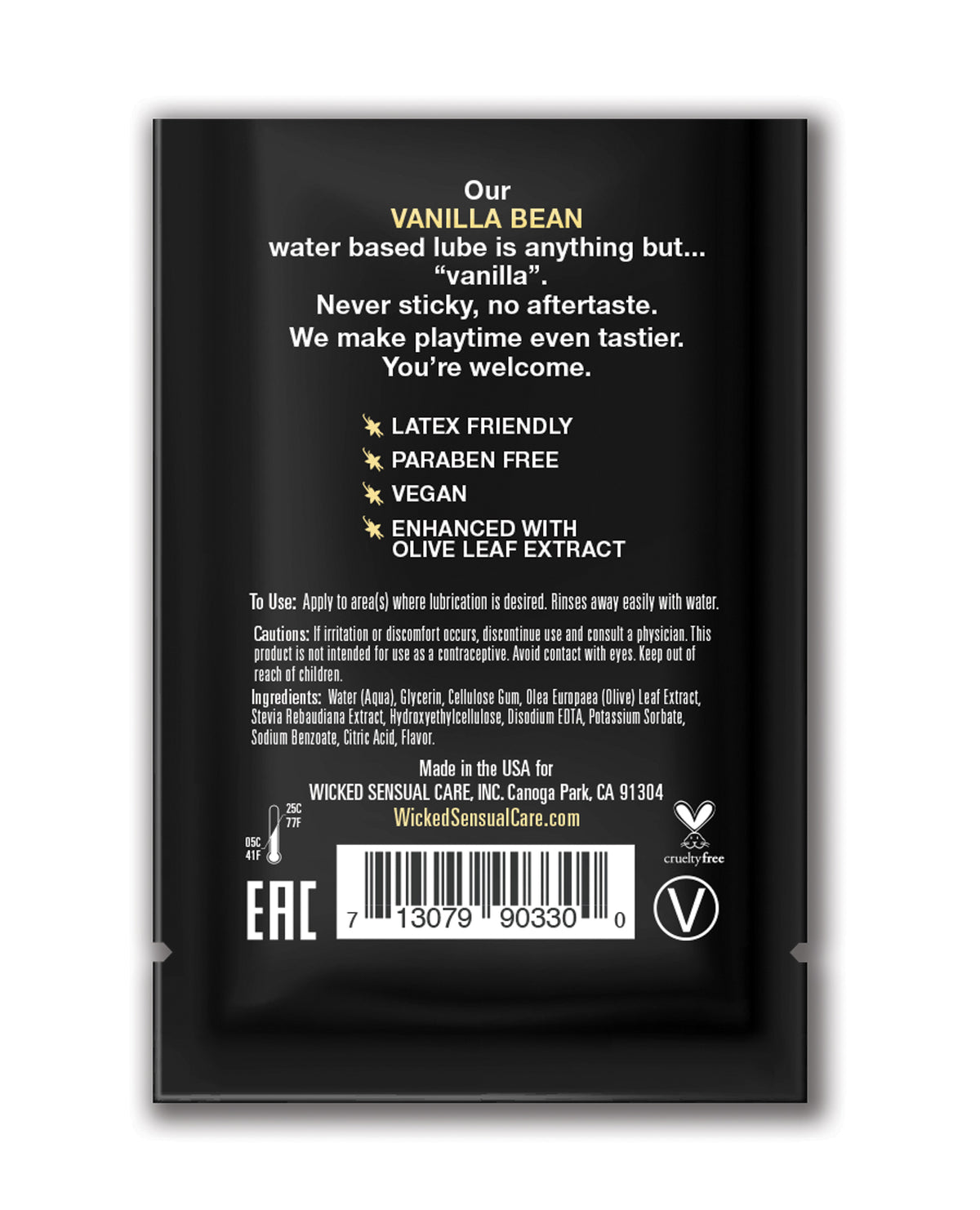 Wicked Aqua Vanilla Bean Waterbased Lubricant 0.1 Oz