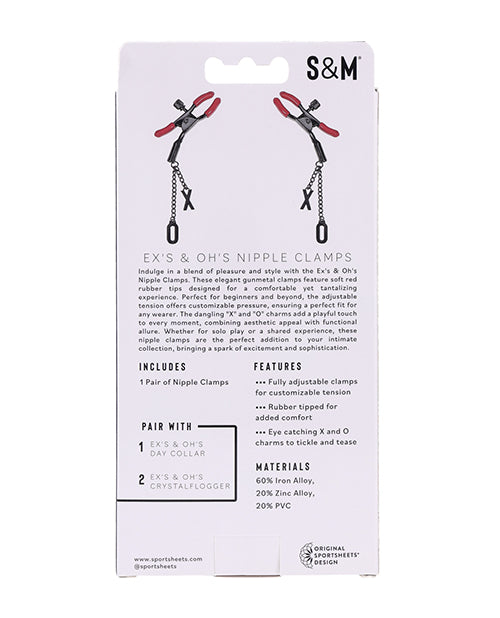 Sex & Mischief Ex's & Oh's Nipple Clamps - Red/Black