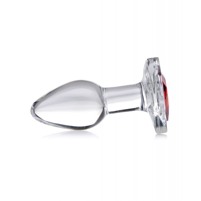 Booty Sparks Red Heart Gem Glass Anal Plug - Small