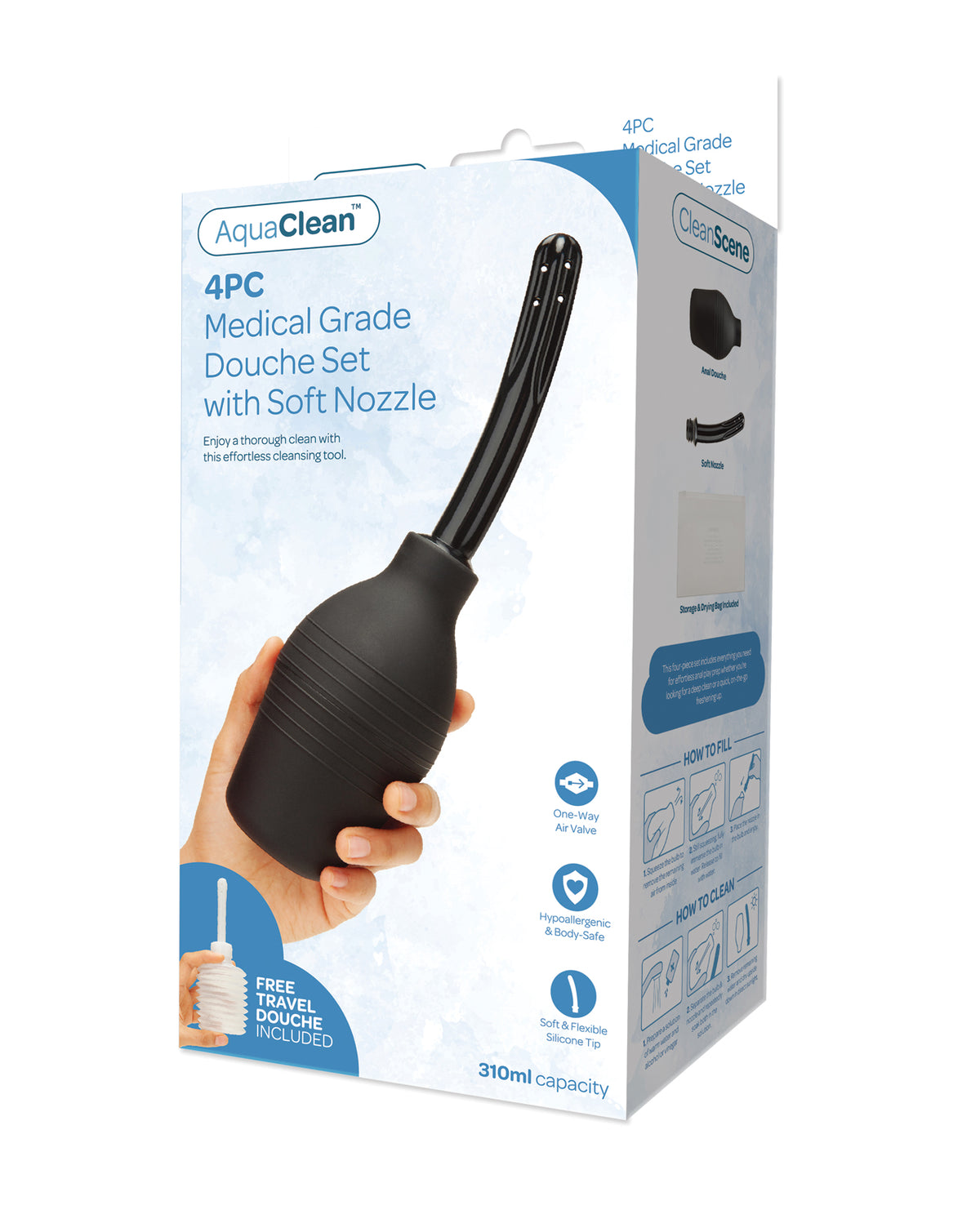 Set de 4 piese pentru duș medical CleanScene cu duză moale