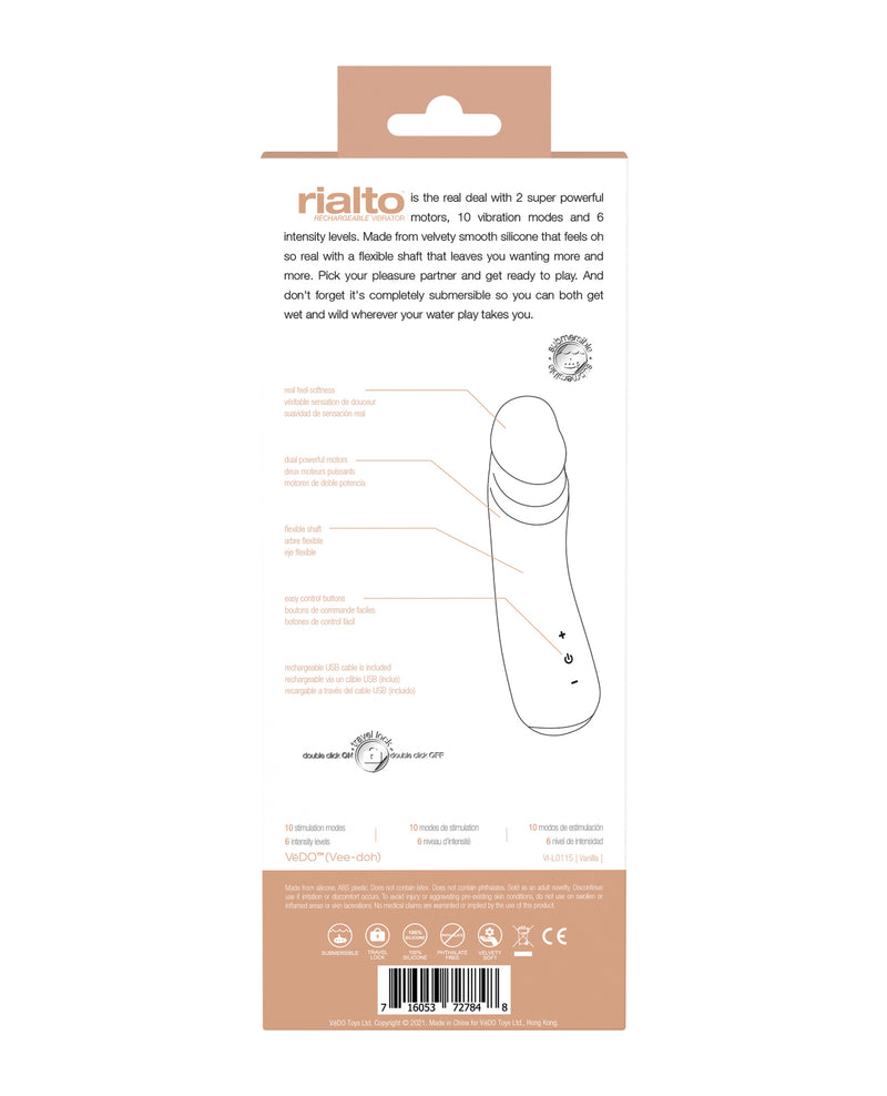 Cargue la imagen en el visor de la galería, VeDO Rialto Rechargeable Vibrator Vanilla Silicone Dual Motors 10 Modes

