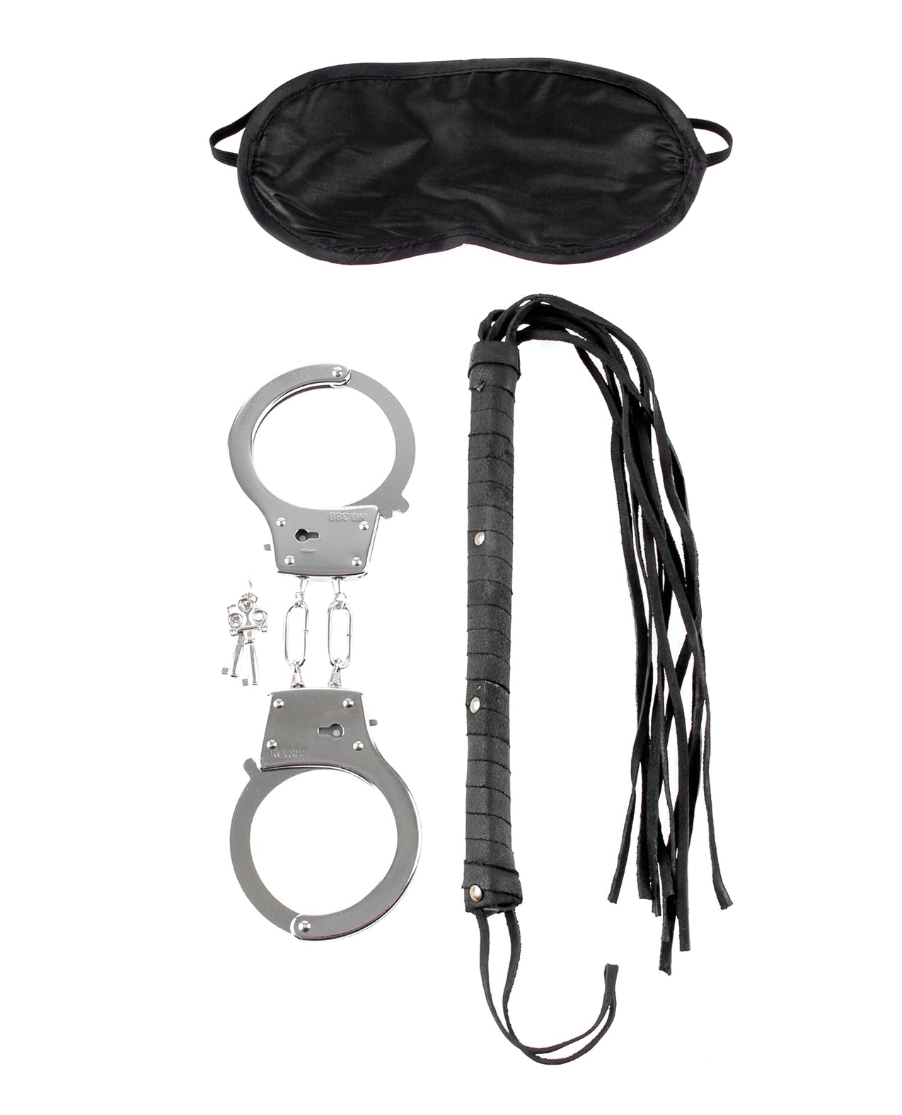 Fetish Fantasy Lover's Kit With Leather Whip Handcuffs And Satin Love Mask