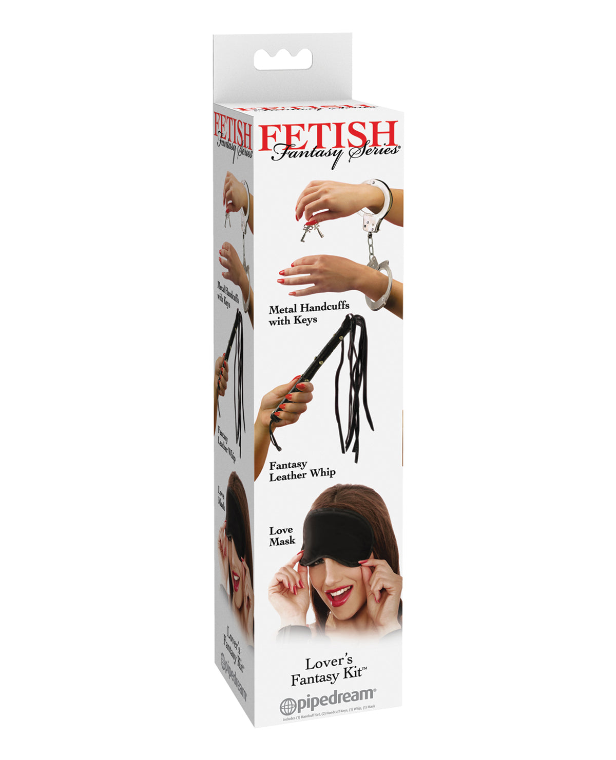 Fetish Fantasy Lover's Kit With Leather Whip Handcuffs And Satin Love Mask