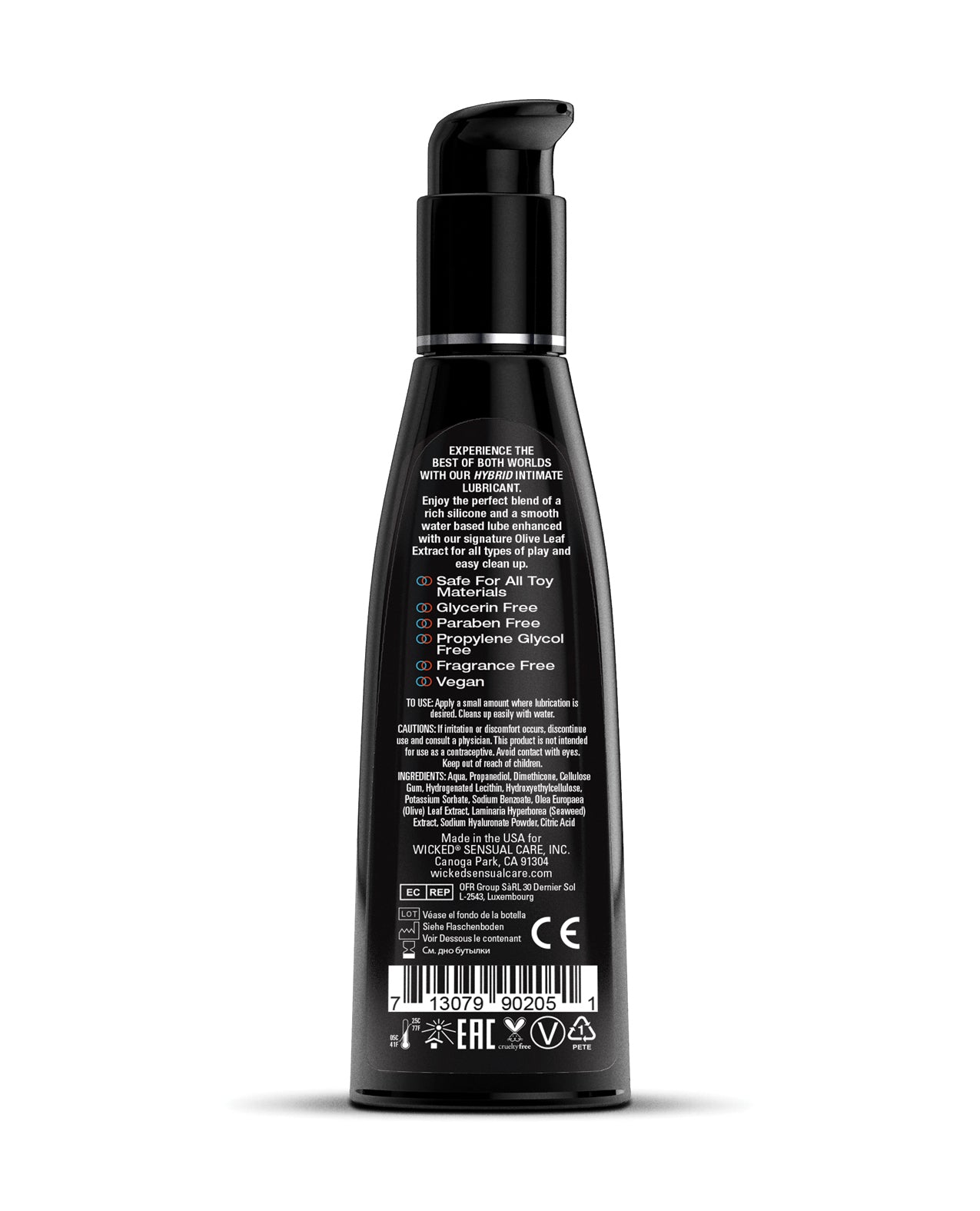 Wicked Sensual Care Hybrid Lubricant Water Based 4 Oz Fragrance Free