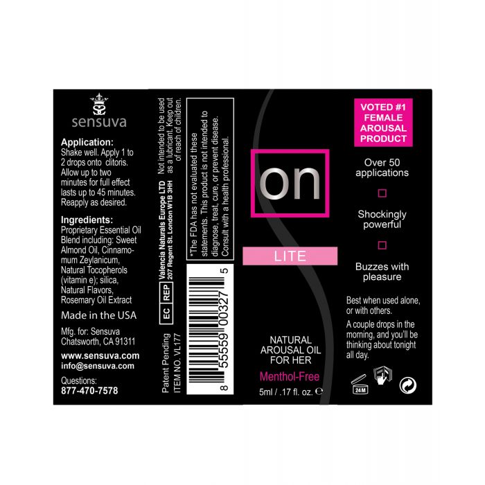 Aceite Natural de Excitación ON Para Ella - Botella Ligera de 5 ml