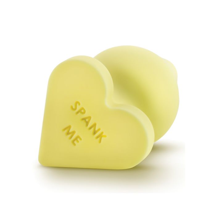 Blush Naughty Candy Heart Spank Me Plug Yellow Silicone Butt Plug With Safe Heart Base