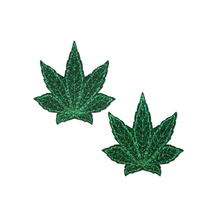 Pastease Glitter Marijuana Leafs - Green O/S