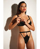 Cargue la imagen en el visor de la galería, FETISH Excitement Unlined Underwire Vinyl Bra &amp; Panty w/D-Ring &amp; Metal Clasp Black SM
