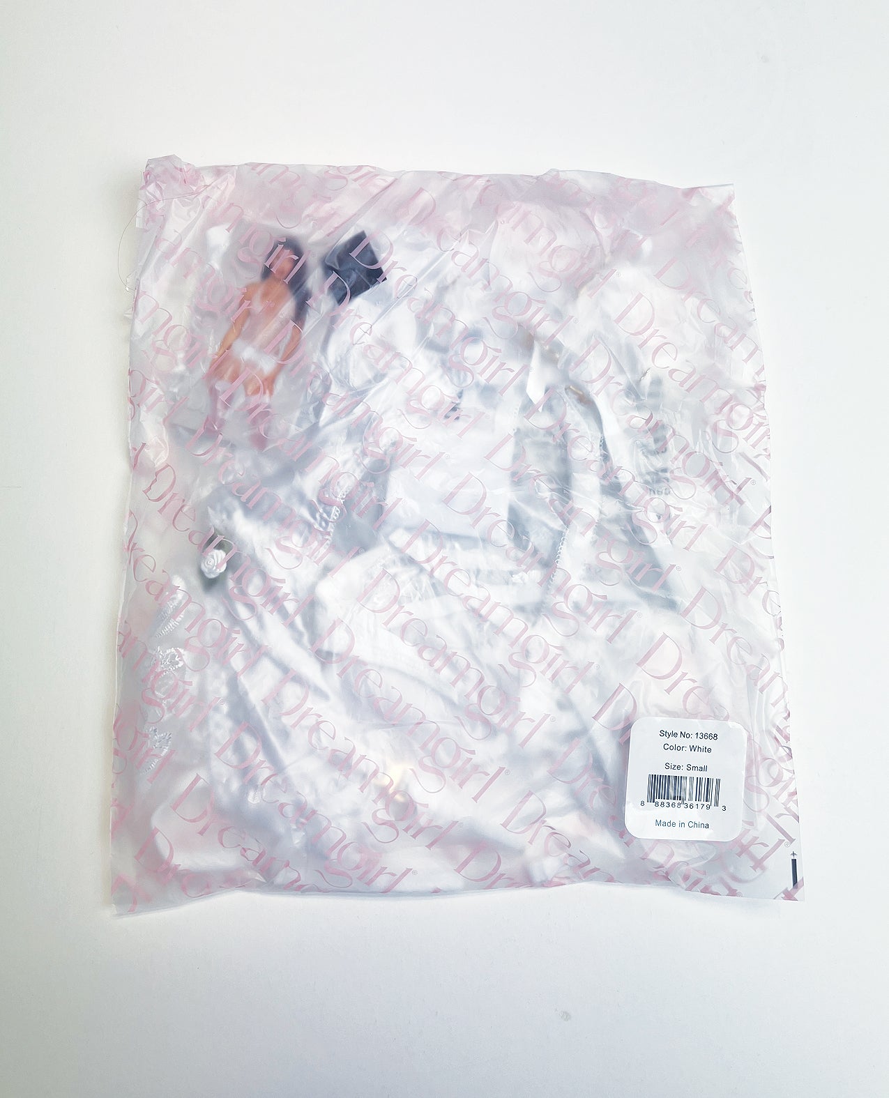 Rose Embroidered Lace Teddy w/Removable Satin Garter 2 pc Set - White MD