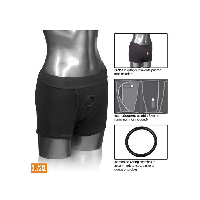 Packer Gear Boxer Brief Harness XL/2XL - Black