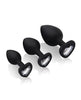 Carica l'immagine nel visualizzatore Galleria, Gemsations 3 pc 2.75" &amp; 3.15" &amp; 3.7" Silicone Bling Bling Heart Butt Plug Training Set - Black

