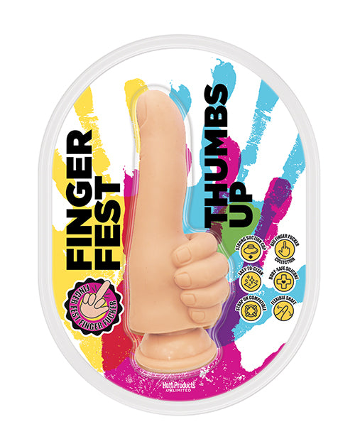 Finger Fest Thumbs Up Dildo Flesh Silicone Safe Realistic Feel Toy