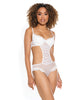 Indlæs billede i gallerifremviser, Stretch Mesh Ruffled Crotchless Teddy White LG
