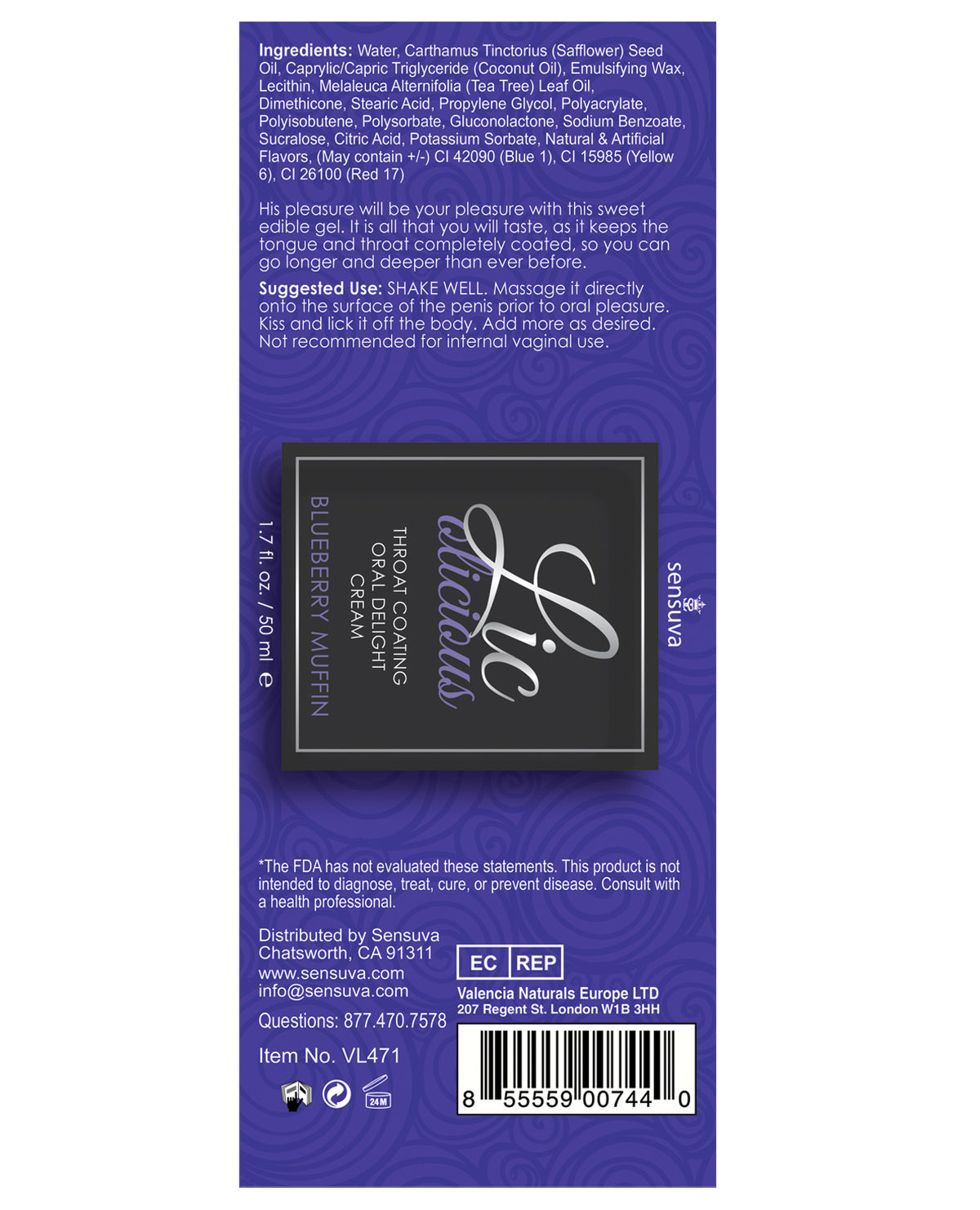 Lic O Licious Oral Delight Cream - 1.7 oz Blueberry Muffin