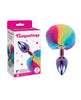 Load image into Gallery viewer, Gemsations 2.95" Metal Bunny Tail Rainbow Butt Plug - Rainbow
