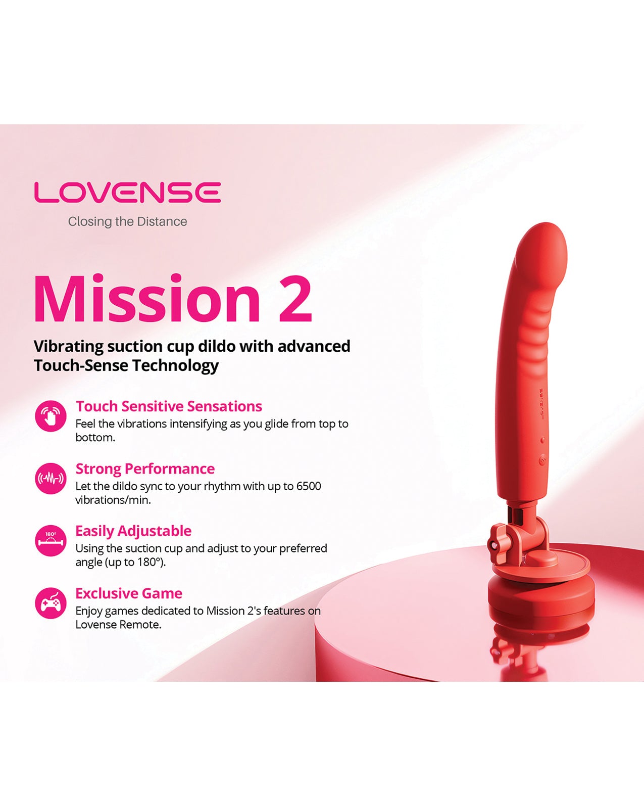 Lovense Mission 2 Touch-Sensitive Tech - Red Lovense Mission 2 Touch-Sensitive Tech - Red