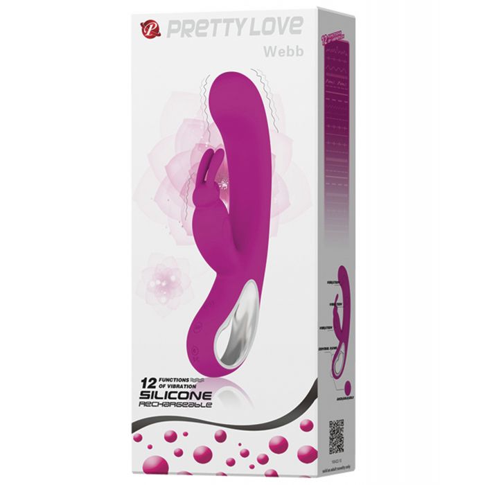 Pretty Love Webb konijnenoren konijnen vibrator met handvat - fuchsia