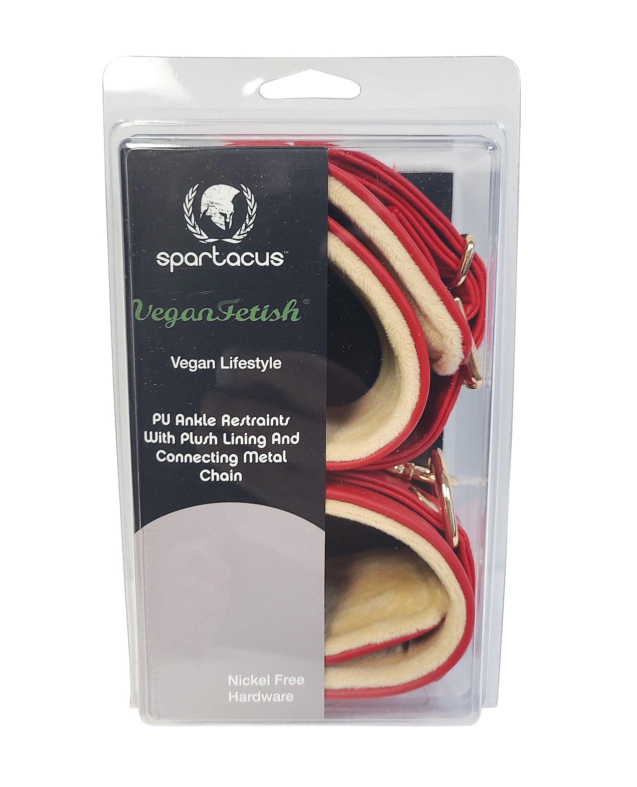 Spartacus PU Ankle Cuffs w/Plush Lining - Red