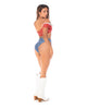 Încărcați imaginea în vizualizatorul Galerie, Sexy Cowgirl Tie Top w/Booty Short Panty 2 pc Set - Red, White, Blue L/XL
