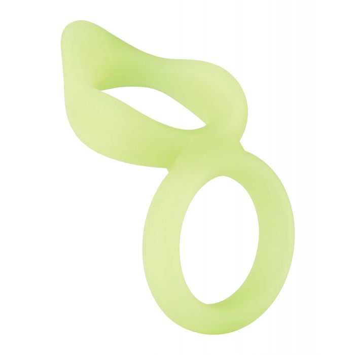 Forto F-88 Double Ring Liquid Silicone Cock Ring - Glow in the Dark