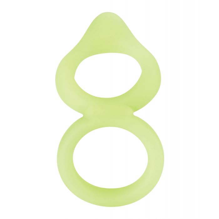 Forto F-88 Double Ring Liquid Silicone Cock Ring - Glow in the Dark