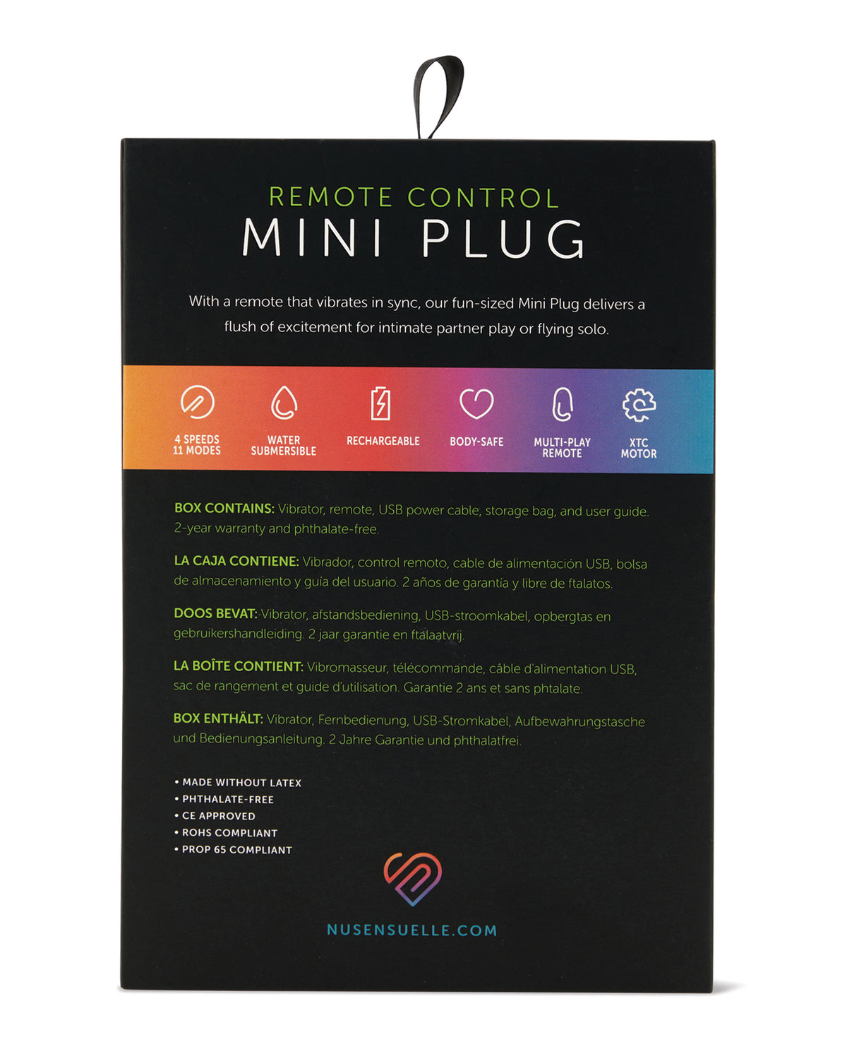 Nu Sensuelle Remote Control Rechargeable Mini Plug - Purple