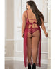 Carica l'immagine nel visualizzatore Galleria, Empire Waist Laced Sheer Long Dress &amp; Panty Mulled Wine QN
