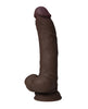 Carregar imagem no visualizador da Galeria, Shaft Flexskin Liquid Silicone 9.5" Vibrating Curved Dong w/Balls - Mahogany
