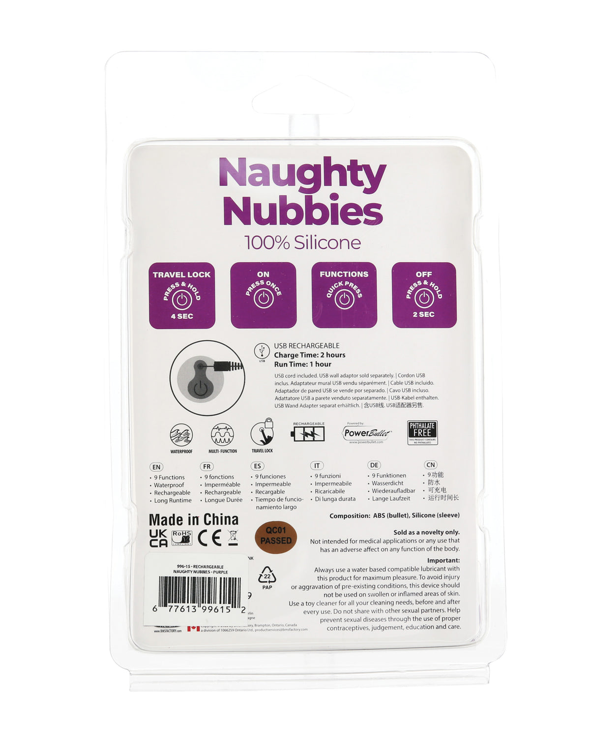 Naughty Nubbies Rechargeable - Purple