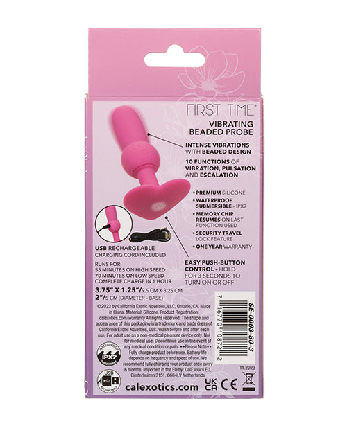 First Time Vibrating Beaded Anal Probe - Pink