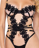 Load image into Gallery viewer, Ebony Rose Floral Guipure Lace Trim Teddy Black MD
