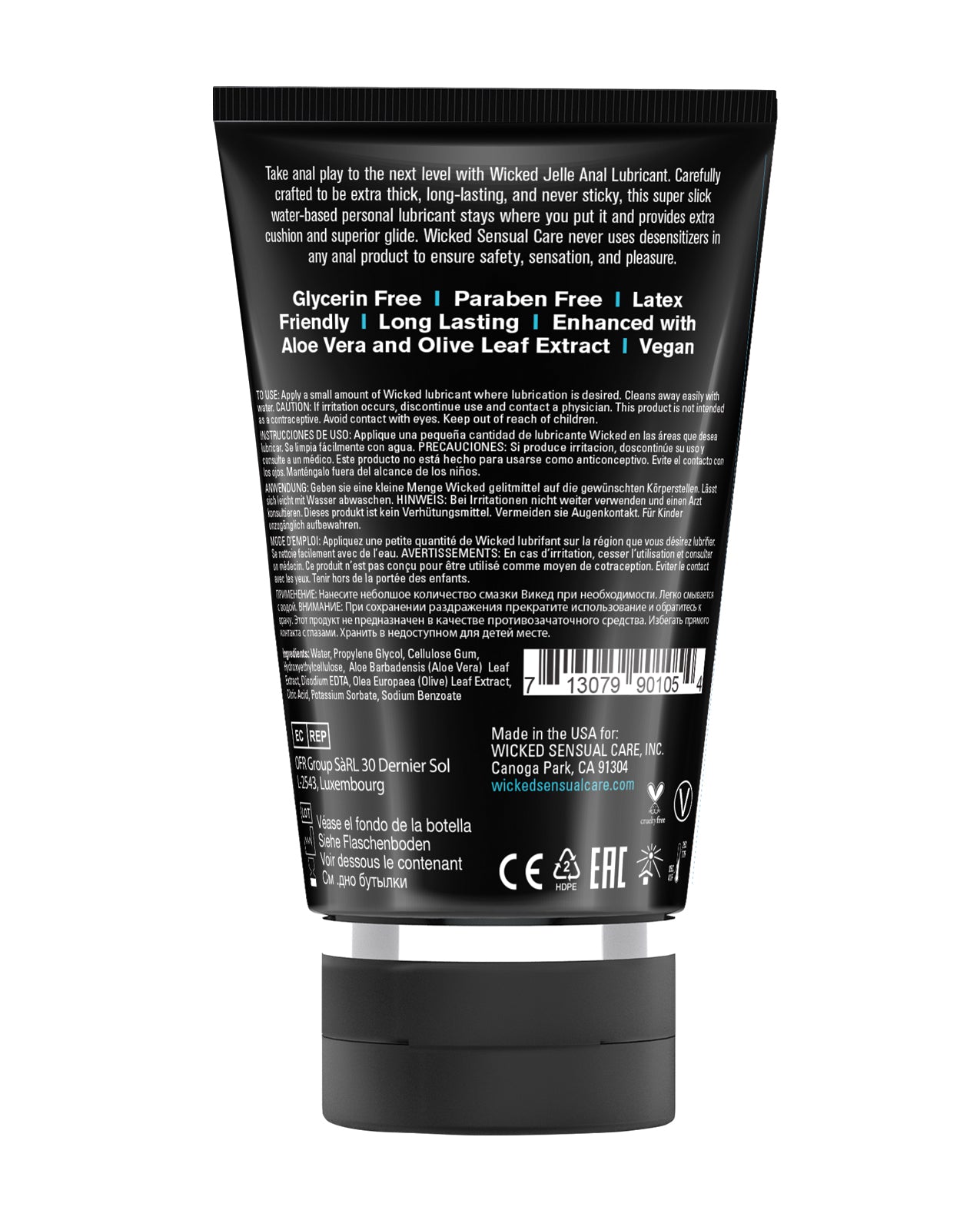 Wicked Jelle Waterbased Anal Lubricant Fragrance Free 4 Oz