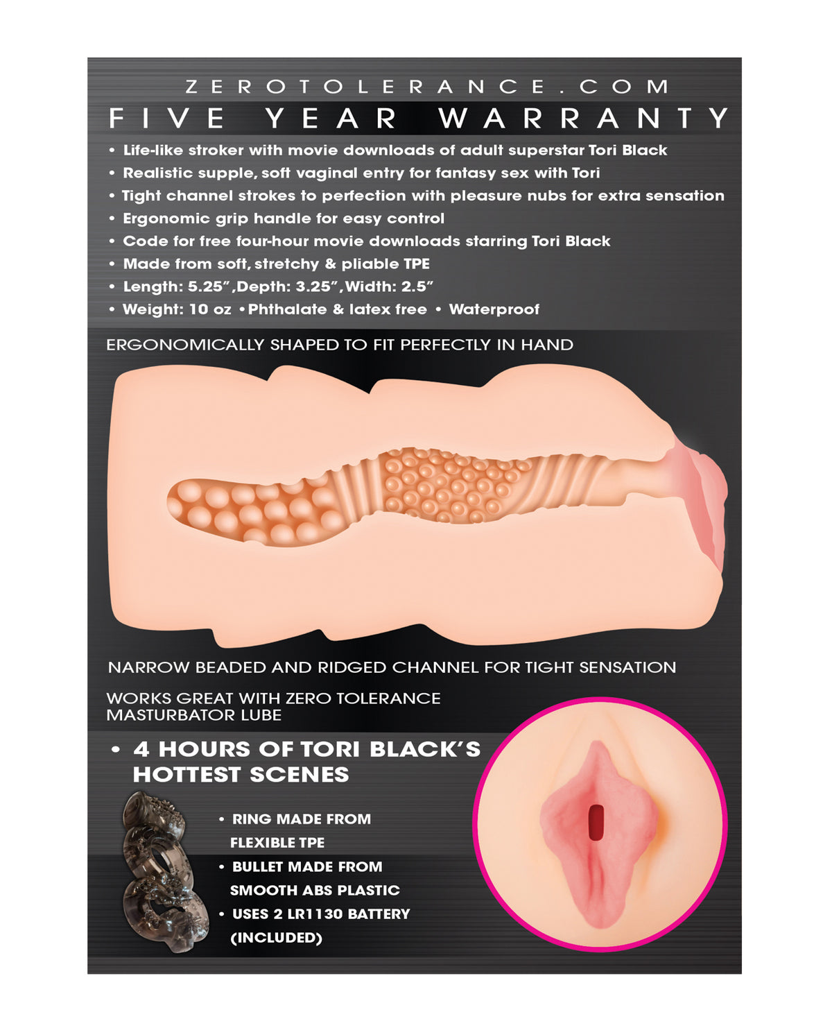 Zero Tolerance Tori Black Realistic Vagina Stroker With Movie Downloads