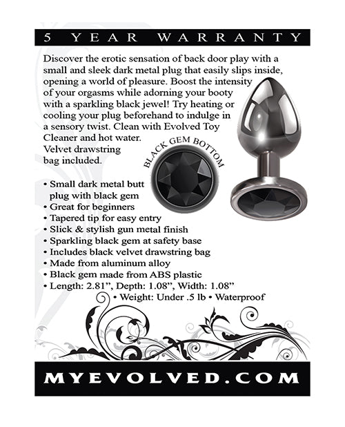 Evolved Black Gem Anal Plug Small Metal Pleasure Toy