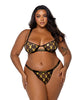 Afbeelding laden in Galerijviewer, Playboy Gold Foil Mesh &amp; Satin Bralette w/Thong 2 pc Set - Black/Gold 2X
