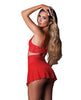 Indlæs billede i gallerifremviser, Sugar High Bralette With Cincher Skirt And Thong Three Piece Set Red Size S M
