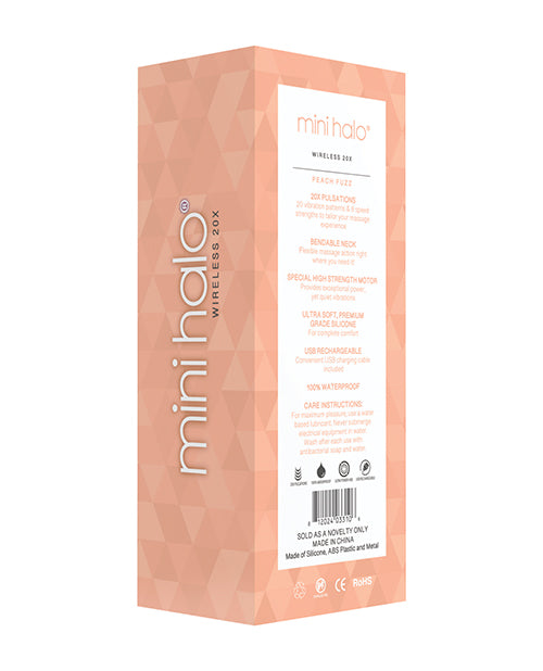 Mini Halo Wireless 20x Wand Peach Fuzz by Voodoo Toys Silicone Rechargeable