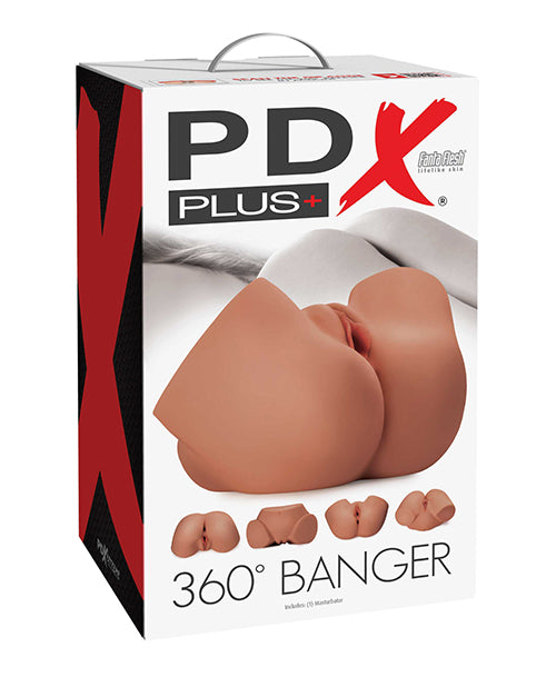 PDX Plus 360 Banger Brown Masturbator For All Position Pleasure And Stimulation