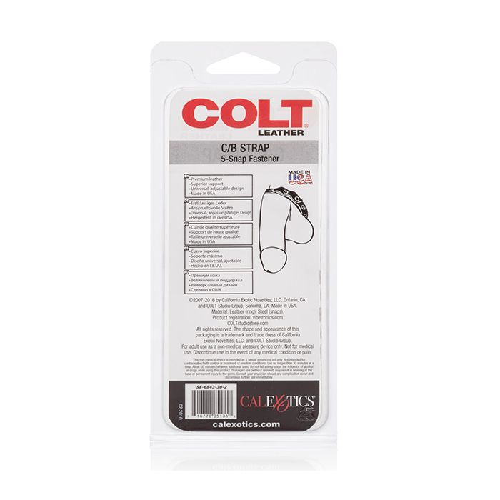 Sangle COLT en cuir C/B avec 5 boutons-pression - Noir