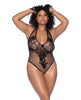 Load image into Gallery viewer, Floral Convertible Top Fishnet Bodysuit - Black QN
