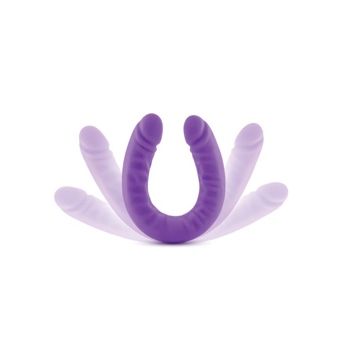 Blush Ruse godemichet double mince en silicone de 18 pouces violet en forme de U courbé pour point G et double pénétration profonde